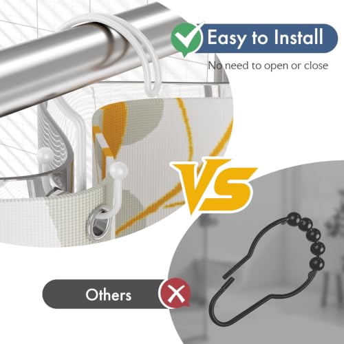 Bathway White Shower Curtain Hooks Ring, 12 Pcs Double Sided Shower Hooks, Rust Proof Metal Shower Hooks for Bathroom, Anti-Drop Shower Rings for Shower Curtain & Liners - color: White, style: Double-layer Shower Hooks