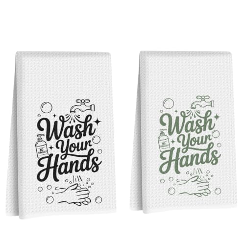 ZHAMEN Waffle Kitchen Towel Soft Absorbent Hand Tea Towels Set of 2 - color: Multi 1569