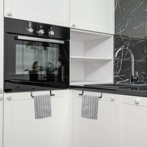SHOWERORO 2pcs Black Stainless Steel Towel Bars No-Drill Over Door Towel Holders 36cm Large Bathroom and Kitchen Wall-Mounted Storage Racks