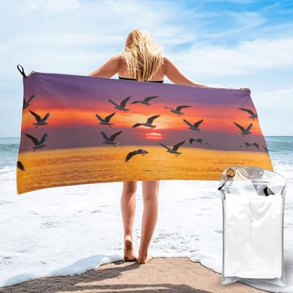 Flocks of Seagulls Quick Dry Bath Towels - Super Soft Bath Towels for Home, Spa, Gym, Travel - color: Flocks of Seagulls, size: 27.5"x55"