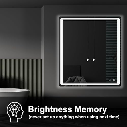 LED Bathroom Mirror with Lights, Anti-Fog, Dimmable, Lighted Bathroom Vanity Mirror for Wall, UL-Certified (36 x 32) - size: 36"L x 32"W