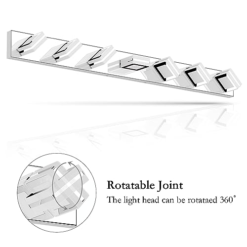 Ralbay 46inch Modern LED Vanity Light Chrome 7 Lights Bathroom Light Fixtures Acrylic Up and Down Bathroom Wall Mounted Lighting Over Long Mirror - color: Chrome, size: 7 Light