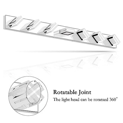 Ralbay 46inch Modern LED Vanity Light Chrome 7 Lights Bathroom Light Fixtures Acrylic Up and Down Bathroom Wall Mounted Lighting Over Long Mirror - color: Chrome, size: 7 Light