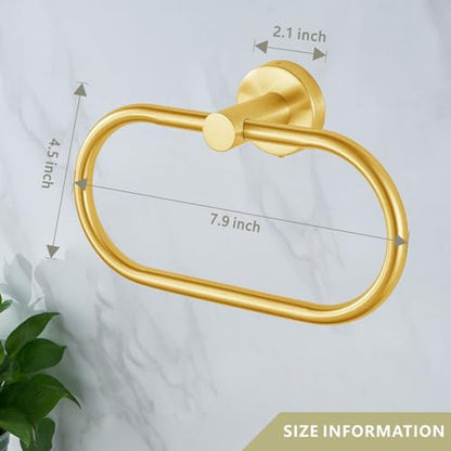 Towel Ring for Bathroom, Gold Towel Bar Hangers Wall Mount, Stainless Steel Hand Towel Holder, Modern Round Towel Hanger by Eolax - color: Gold