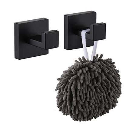 KOKOSIRI Bath Towel Hook Wall Mount Square Robe Hook Coat Hook, Bathroom Kitchen Garage Heavy Duty Wall Mounted, SUS 304 Stainless Steel, Matte Black, B1010BK-P2 - color: Matte Black, size: 2 Pack
