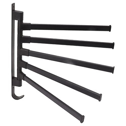 Heavy Aluminum Swivel Towel Bar, Matte Finish Wall Mounted Rack with Hooks Organize Towels and Clothes Save Space with Multi Arms Rustproof Suitable for Bathroom Bedroom Kitchen - color: 5 Arms