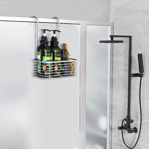 YQh hanging shower rack, bathroom storage rack, shampoo bracket, the back hook can be rotated, and can be hung on the faucet or Claw foot bathtubcross bar, 304 stainless steel rust proof and durable - size: single layer shelf
