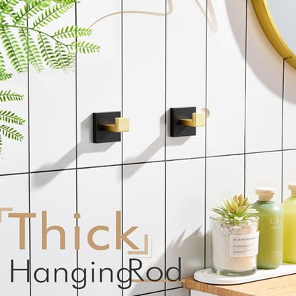 KOKOSIRI Robe Hooks for Bathrooms Towel Hooks Coat Hook Kitchen Garage Heavy Duty Wall Mounted Stainless Steel Brushed Gold and Matte Black, 2 Pack B1010GDK-P2 - color: Black Gold, size: 2 Pack