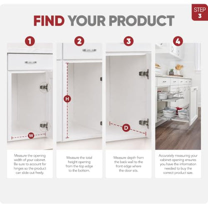 Rev-A-Shelf Pullout Organizer for Cabinets, Min Opening Width of 24" | Two-Tier Steel Shelf for Kitchen or Vanity Cabinet Organization, Heavy Gauge Wire Slide Out Storage Basket, 5WB2-2422-CR-1 - size: 24" W x 22"D, style: Two Tier