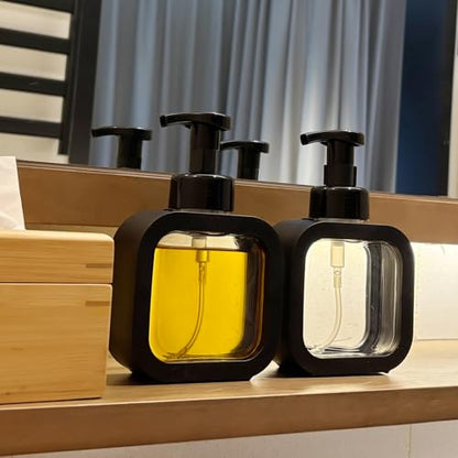 Foaming Soap Dispenser, 300ml (10oz) Plastic Refillable Foaming Hand Soap Dispenser with 8 Pcs Waterproof Labels, Foam Pump Bottle for Bathroom and Kitchen (Black) - color: Black