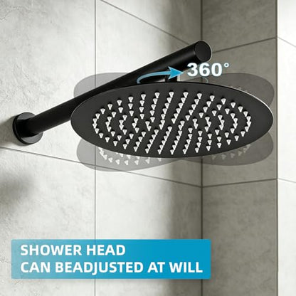 HUCKLE Shower Faucet Set, 10 Inch Rainfall Shower head With Handheld | Black Shower Head and Handheld Set, Single Handle Control, Shower System, Wall Mount, Included Brass Valve and Trim kit