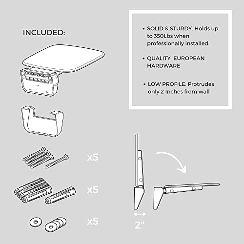 Folding Shower Seat Wall Mounted – Secure Fold Down Shower Bench, 350lbs Capacity, Space-Saving & Easy to Clean, Satin Nickel - color: Satin Nickel & White