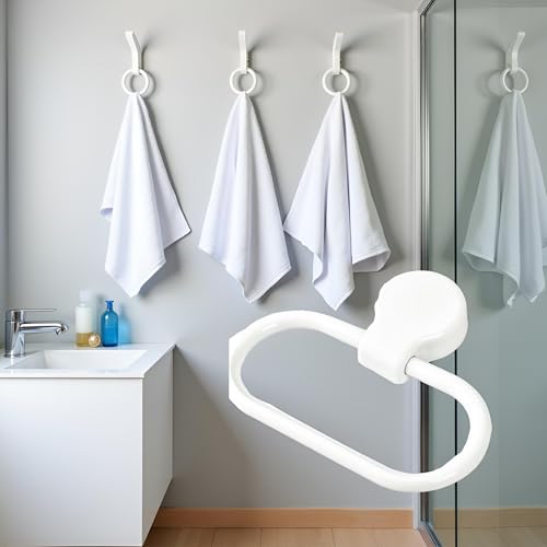 White Towel Ring Towel Rack Hand Holder for Bathroom Self Adhesive Non Punching Adhesive Towel Ring Kitchen Cloth Hanger Bath Towel Bars