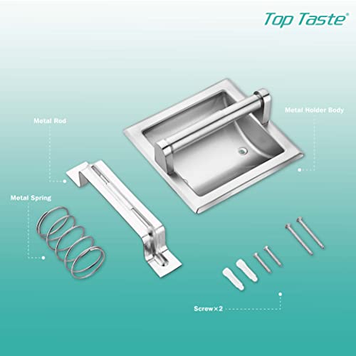 Top Taste Recessed Toilet Paper Holder Brushed Nickel,Toilet Paper Holder Wall Mount，Stainless Steel Recessed Tissue Paper Roll Holder, in Wall - Includes Rear Mounting Brack