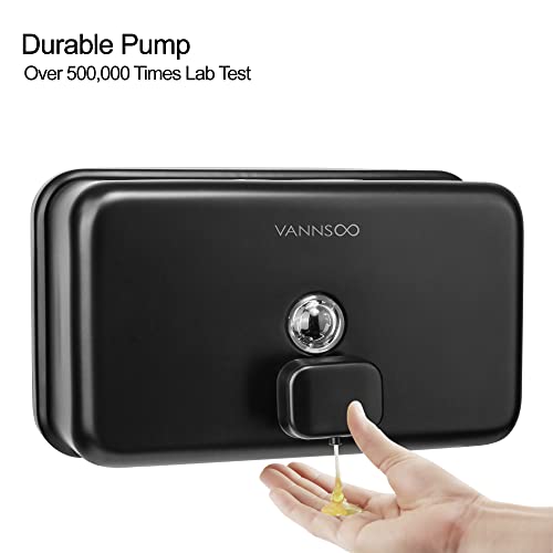 Wall Mounted Commercial Soap Dispenser Bathroom, Horizontal Black | 1100ml 37oz Stainless Steel Liquid Hand Sanitizer Dispenser - color: Horizontal Black