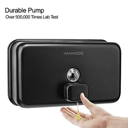 Wall Mounted Commercial Soap Dispenser Bathroom, Horizontal Black | 1100ml 37oz Stainless Steel Liquid Hand Sanitizer Dispenser - color: Horizontal Black