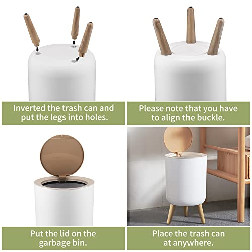 Trash can，7Liter/1.8 Gallon Garbage can with Press top Lid，Nordic Modern Waste Basket，Plastic Trash bin Suitable for Kitchen, Bathroom, Bedroom, Living Room, Office, Outdoor，Dog Proof Trash can…… - size: 1.8 Gallon, style: Round