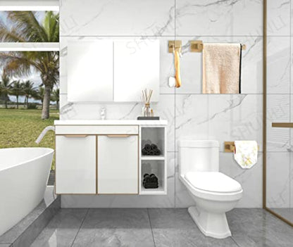 SHUNLI Gold Toilet Paper Holder + Hand Towel Holder, Brushed Gold Bathroom Accessories Hardware Set 2 Pieces, Wall Mounted Towel Ring Towel Bar, SUS304 Stainless Steel - color: Brushed Gold