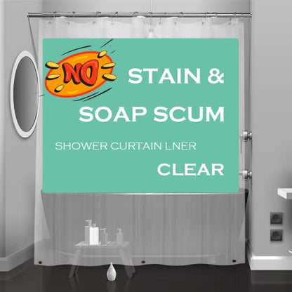 Clear Plastic Shower Curtain Liner, 72x72 Inch Thin Lightweight Transparent Plastic Bathroom Shower Showroom Inner Curtain with Rustproof Metal Grommet Holes and Weighted Magnets - color: A01-clear, size: 72"W x 72"L (Pack of 1)