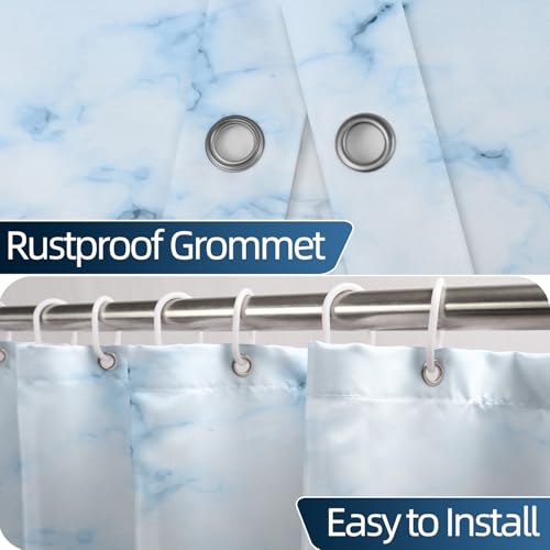Light Blue Marble Stall Waterproof Shower Curtain 48x72 inches | RV Small Shower Curtain Set for Bathroom, Abstract Modern, Machine Washable, Easy to Install with Hooks, Ombre Light Blue - color: Light Blue, size: 48"W x 72"L (Pack of 1)