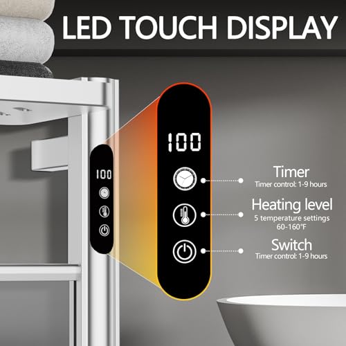 2 in 1 Towel Warmer Rack & Towel Rack Wall, Towel Warmers for Bathroom Wall – Timer & Temperature Multi-Level Adjustments with for Bathroom Shower Hot Tub (Silvery) - color: Silvery