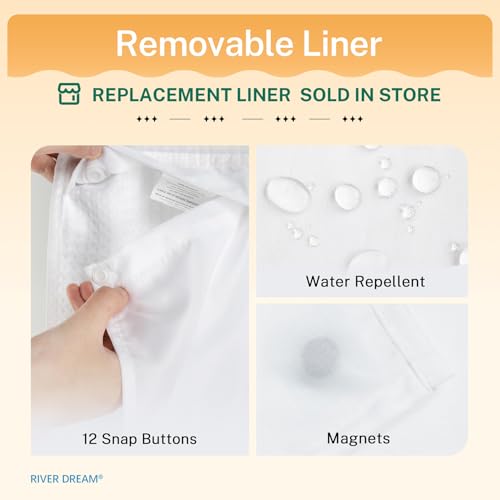 RiverDream Heavyweight Waffle No Hook Shower Curtain with Liner,White,71x77 | Dotted Waffle,Snap-in Liner,Heavy Duty,Quick Dry,Mesh Top Window,With Bottom Magnets,Hotel-Grade,Washable,Long Size - color: White, size: 71"W x 77"L (Pack of 1)