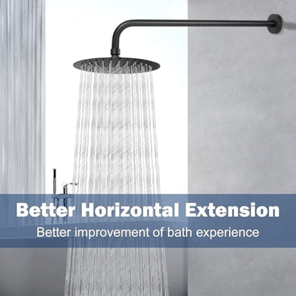 NearMoon Shower Arm, Extra Extension Arm with Flange, Stainless Steel Wall-Mounted Showerhead Extender Pipe (20 Inch, Matte Black) - color: Matte Black, style: 20 Inch