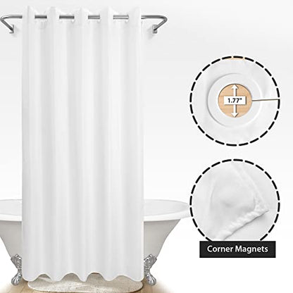 Extra Long No Hook Shower Curtain or Liner Soft Microfiber - Fabric Shower Curtain Liner Set, Machine Washable & Water Repellent, White, 71x98 - color: White, size: 71"W x 98"L (Pack of 1)