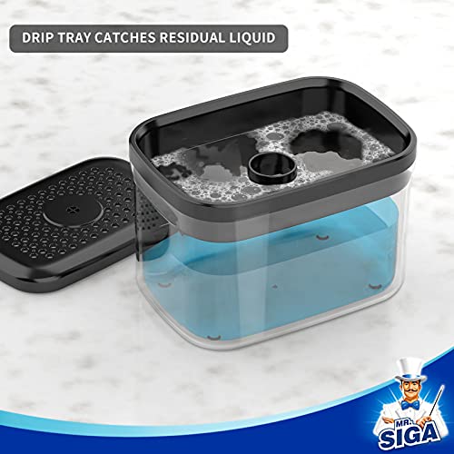 MR.SIGA Dish Soap Dispenser with Sponge Holder for Kitchen, Black | Dishwashing soap pump dispenser for sink, kitchen soap dispenser, dish sponge holder - color: Black