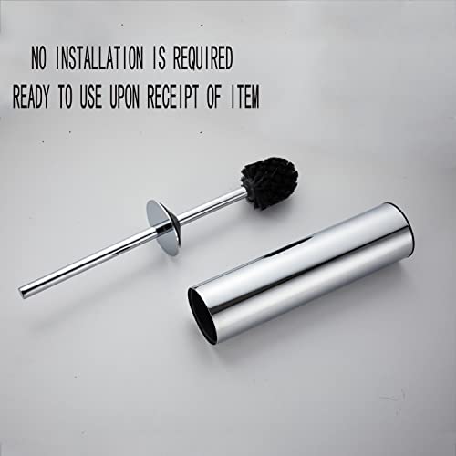 Freestanding Luxury Toilet Brush 304 Stainless Steel Toilet Brush and Holder 19-Inches Tall Round Rust Resistant Anti-Odor and Easy to Clean with Polished Chrome Finished - color: 19-inch Round High Polished Chrome