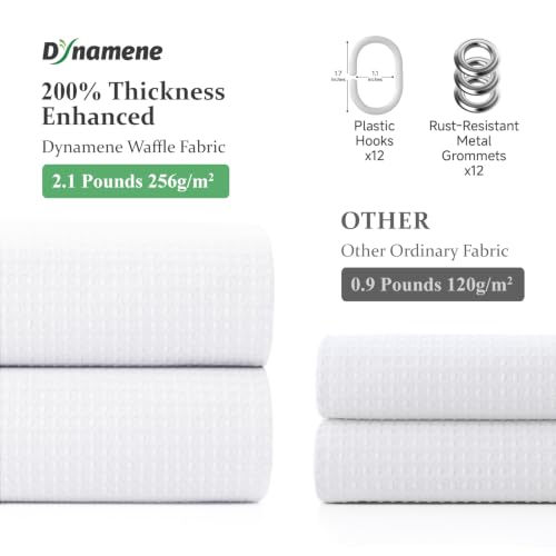 Stall Waffle Shower Curtain 256 GSM Heavy Fabric 60x84 White | 60 x 84 Inch Long, Thick Cloth, Weighted Hem, Water Repellent, Hotel Luxury Polyester Shower Curtain Set for Bathroom 10 Hook - color: A. White, size: 60"W x 84"L (Pack of 1)