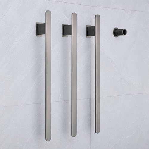 Bathroom Heated Towel Rack, Gray Towel Warmer, 3 Bars, 110V | Smart Touch Control, Wall Mounted, Concealed Hardwired, Stainless Steel, Dry Towels in Modern Bathrooms, Space-Saving Design - color: Gray-3 Bars