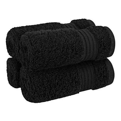 Cotton Paradise 100% Cotton Turkish Towel Set, Soft Absorbent Quick Dry, 4 Piece Washcloth Set, Coal Black - color: Coal Black, size: 13"x13"