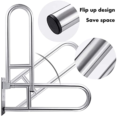 Handicap Grab Bars, Flip Up Bathroom Toilet Grab Bar, Wall Mount Handrails, 31.4 Inch Stainless Steel Handicap Shower Rails Provide Safety Grab for Pregnant Woman Elderly Disabled - size: 31.4"