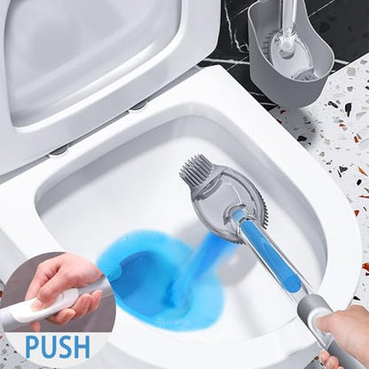 Silicone Toilet Bowl Brush and Holder Set, Bathroom Toilet Bowl Cleaner Brush, refillable Toilet Brush with soap Dispenser