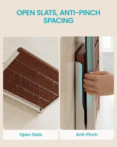 Folding Shower Seat Wall Mounted, Real Wood Shower Chair for Inside Shower | Shower bench folds to a 1.81 in profile for small spaces, 304 stainless steel frame supports 400 lb. Cherry Wood finish.