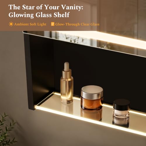 30"×34" LED Lighted Medicine Cabinet with Backlight, Adjustable Brightness 3 Color Temperature Lighting Anti-Fog Mirror 2 Socket & 2 USB Ports & Adjustable Shelf Wall Mounted - color: Backlight - 30"×34"