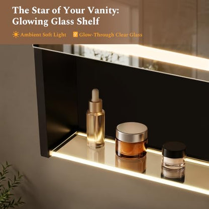 30"×34" LED Lighted Medicine Cabinet with Backlight, Adjustable Brightness 3 Color Temperature Lighting Anti-Fog Mirror 2 Socket & 2 USB Ports & Adjustable Shelf Wall Mounted - color: Backlight - 30"×34"