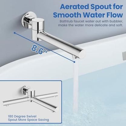 Airuida 3-Function Shower System with Tub Spout – Round Rainfall Shower Faucet Combo,Handheld Spray with 2 Functions,Includes Rough-In Valve with 360° Rotating Drain,10 Inch Shower Head,Chrome Polish - color: Chrome Polish, size: 10 Inch