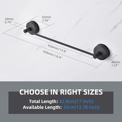 YOHOM Suction Cup Towel Bar for Shower 17 Inch Stainless Steel Bathroom Towel Rack Suction Washcloth Holder Vacuum Hand Towel Bar for Glass Shower Door Matte Black - color: 17inch-black