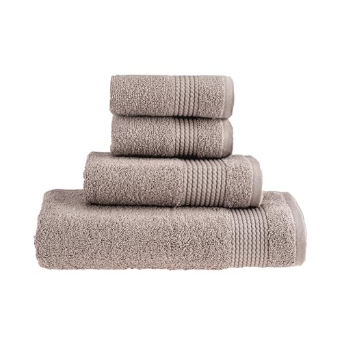 HALLEY Turkish Cotton Towels (Set of 4) 1 Bath Towel 1 Hand Towel 2 Washcloths, Super Soft Highly Absorbent 100% Cotton Towels for Bathroom and Kitchen for Mother’s Day (Taupe) - color: Taupe, size: 4-Pack Bath/Hand/Washcloth