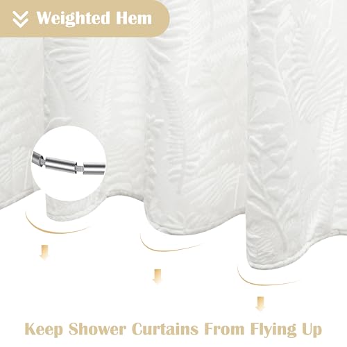 White Shower Curtain Lace Sheer Shower Curtain Textured 72x84 | Extra Long Shower Curtain Lace Sheer Shower Curtain Tropical Plant Farmhouse Elegant Boho Shower Curtain for Bathroom Hotel - color: White, size: 72"W x 84"L (Pack of 1)