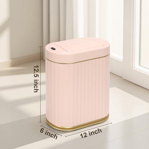 SYNCVIBE Bathroom Sensor Trash Can, 2 Gallon, Butterfly Lid, Pink | Automatic Garbage Can, Waterproof Slim Trash Bin, Under-Counter IPX5 Wastebasket for Dorm, Kitchen, Bedroom and Living Room - color: Pink