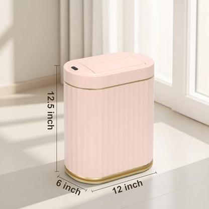 SYNCVIBE Bathroom Sensor Trash Can, 2 Gallon, Butterfly Lid, Pink | Automatic Garbage Can, Waterproof Slim Trash Bin, Under-Counter IPX5 Wastebasket for Dorm, Kitchen, Bedroom and Living Room - color: Pink