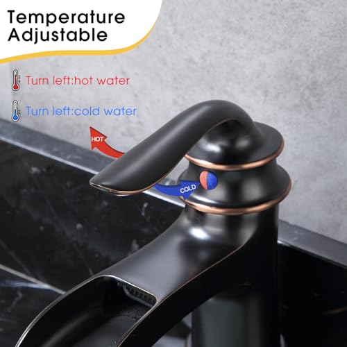 Waterfall Faucet Bathroom Faucet Single Handle One Hole Oil Rubbed Bronze Finish Large Spout Lavatory Faucets Oil Rubbed Bronze - color: Standard - Oil Rubbed Bronze - Single