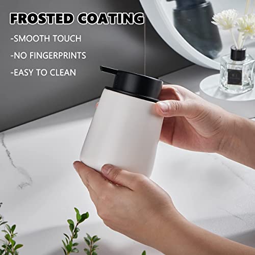 12Oz Hand Soap Dispenser - 2 Pack Ceramic Foam Soap Dispenser Set | Foaming Dispenser with Easy-to-Press Pump, Reusable and Refillable Mordern Dish Soap Dispenser for Bathroom & Kitchen, White - color: White Foming Dispenser