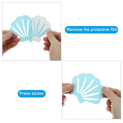 PATIKIL 12 Pcs Non Slip Bathtub Stickers, Anti Slip Shower Stickers Bathroom Shower Floor Decals Sea Shell Shape Cute Treads Tubs, Blue - color: Blue