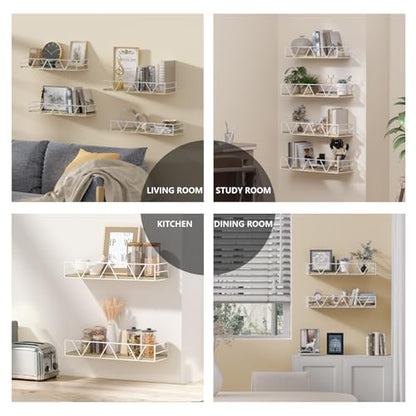 Floating Shelves Set of 4, Wood Wall Shelf, Farmhouse Shelf for Bedroom | Wall Mounted Floating Shelf for Living Room, Bedroom, Bathroom, Kitchen, Office - color: Gray-4pcs