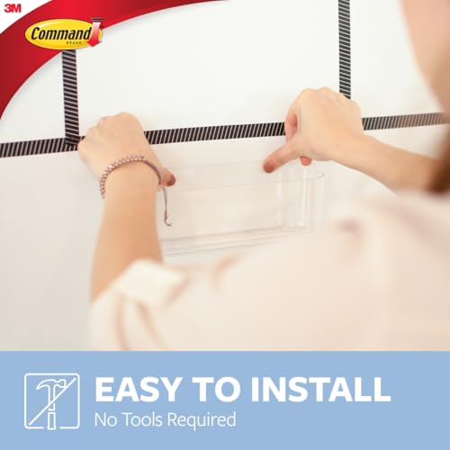 Command Large Caddy, Holds up to 4 lb, 8.6" x 3.1" x 3", 1 Caddy with 4 Strips, Damage-Free Organization Wall Mount to Cabinet, Kitchen, Pantry, Closet, or Under Sink - color: Clear