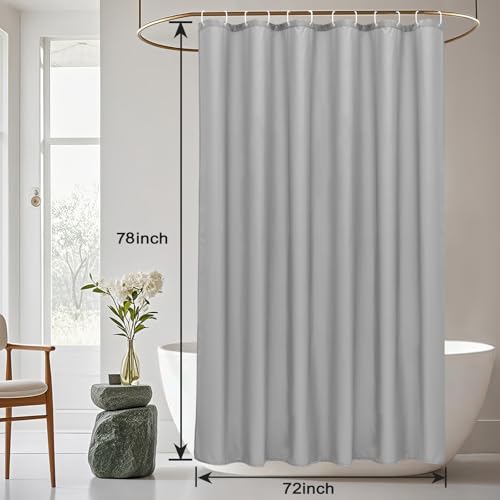 AooHome Extra Long Shower Curtain 72 Width x 78 Height Inch, Fabric Shower Curtain Liner for Hotel with Hooks, Water Repellent, Light Grey - color: Light Grey, size: 72"W x 78"L (Pack of 1)